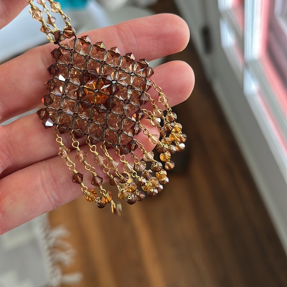 Vitraux by Alejandra Crystal Necklace Brown Tan OS